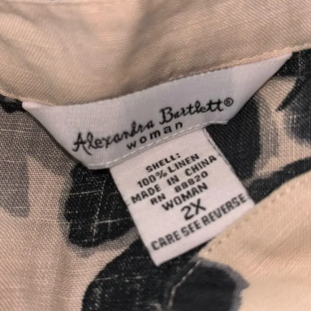 Alexandra Bartlett 100% Linen Woman’s 2X Button Up Tunic Top Blouse 3/4 Sleeve - Picture 7 of 10